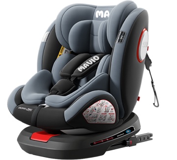 Scaun Auto Bebelusi Mavio®, Model Asento, 40-150 cm, 360 de grade, ISOFIX, Copii intre 0 - 12 ani, Omologat i-Size R129, Gri Inchis
