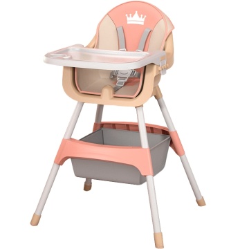 Scaun de Masa 3in1 pentru Bebelusi si Copii, Varsta 6-72 luni, Inaltime Ajustabila, Centura de Siguranta in 5 Puncte, Tavita Reglabila si Detasabila, Loc pentru Depozitare, Roz - Img 1