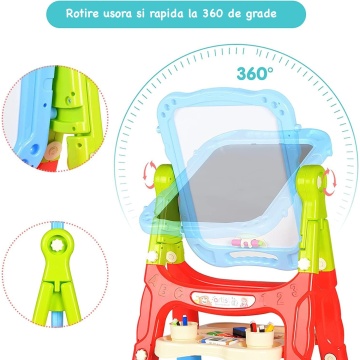 Tabla Magnetica Educativa pentru Copii Mavio®, cu Doua Fete Scris si Desenat, Creta, Magneti, Markere si Burete Incluse, Inaltime 66 cm - Img 7