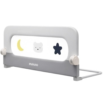 Bariera de Protectie Laterala pentru Pat Mavio®, 180 x 60 cm, Bariera Siguranta Pat Copii, Cadru Otel, Material Oxford 300D + Poliester, Inaltime 60 cm, Pliabila, Sistem Fixare Sigur pentru Saltea, Gri