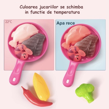 Bucatarie Multifunctionala Completa pentru Copii, Interactiva, 53 de Piese, cu Lumini si Sunete Realiste, Chiuveta cu Circuit de Apa, Cuptor, Plita, Simulare Gatit, 74 cm Inaltime, Culoare Roz - Img 3