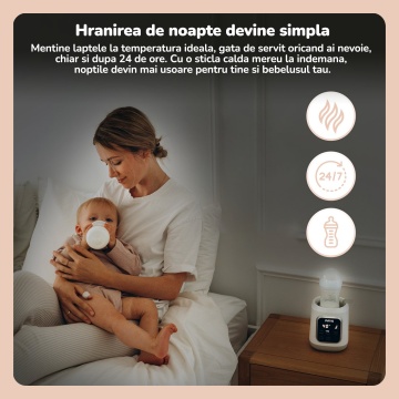 Incalzitor Biberon Mavio® pentru Bebelusi, 7in1, Functii: Incalzire Mancare, Dezghetare Rapida, Sterilizare, Pastrare la Cald 24 Ore, 35 - 60°C, 400W, Control Touch, Fara BPA, Alb - Img 9
