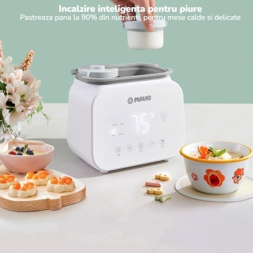 Incalzitor Dublu pentru Biberoane Mavio®, Putere 500 W, Capacitate 2 Biberoane, Pentru Lapte si Mancare Bebelusi, Functie Sterilizare, Decongelare Lapte Matern, Incalzire Rapida, Ecran LCD, Material PP BPA Free, Varsta 0-3 Ani - Img 6