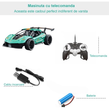 Masina cu telecomanda Mavio®, Control de la 15 m, Viteza Maxima 15 km/h, Lungime 20cm, Verde - Img 8