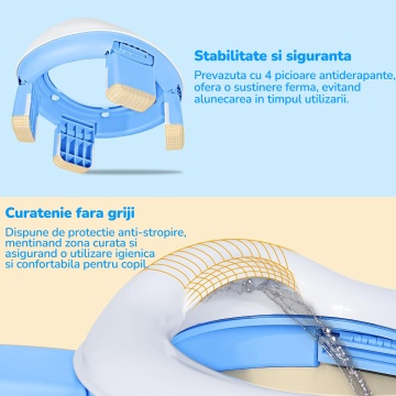 Olita Portabila Copii Mavio®, Reductor WC Pliabil, Saculeti Inclusi, Husa Transport, Capac, Varsta 1-3 Ani, Usor de Curatat, Fara BPA, Picioare Anti-derapante, Albastru - Img 5