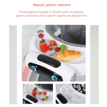 Premergator Reglabil pentru Bebelusi cu Varsta intre 6-18 Luni, Mavio®, Pliabil, 3 Jucarii, Greutatea Maxima Suportata 12 kg, Roz - Img 2