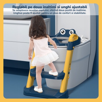 Reductor WC cu Scara Mavio®, pentru Copii cu Varsta pana la 7 Ani, Reglabil pe Inaltime, Albastru/Galben - Img 3