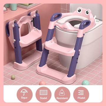 Reductor WC cu Scara Mavio®, pentru Copii cu Varsta pana la 7 Ani, Reglabil pe Inaltime, Roz - Img 4