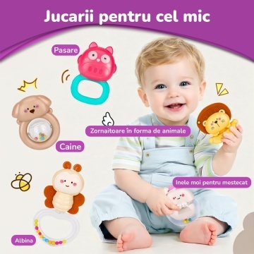 Resigilat - Carusel Muzical pentru Patut Mavio®, Model Little Bear, Proiector Lumini pentru Bebelusi, Sunete Albe & Cantece de Leagan, Telecomanda, Temporizator 20/40/60 min, 0+ luni, ABS Non-Toxic, Roz - Img 4