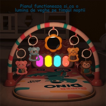 Resigilat - Centru de Activitati si Joaca Mavio®, Saltea Multifunctionala 5 in 1 pentru Copii si Bebe, Pian Colorat, Oglinda si Jucarii Detasabile, Roz - Img 5