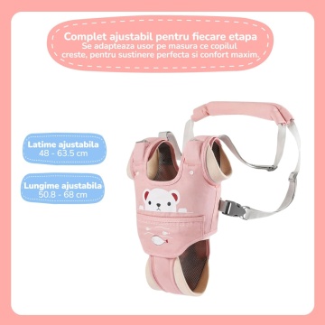 Resigilat - Ham Premergator, Mavio®, Bebelusi 9-24 Luni, Multifunctional, Material Respirabil, Complet Ajustabil si Ergonomic, Suport Inghinal Detasabil, Protectie Spate Parinti, Sistem Siguranta Dublu, Roz - Img 2