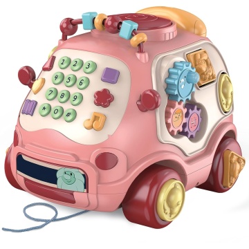 Resigilat - Jucarie Interactiva pentru Copii Mavio®, Telefon Educativ Tip Autobuz Muzical, cu Sunete Diverse, Jocuri, Roz - Img 1