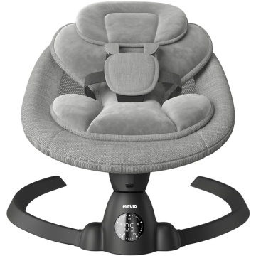Resigilat - Leagan Electric Mavio®, Balansoar Bebelusi 0-9 luni, Copertina Detasabila, Plasa Tantari, Bara Jucarii, Functie Temporizator, 5 Trepte, Telecomanda, Bluetooth, Centura de Siguranta, Control Tactil, 10 Melodii, Greutate Suportata 9 kg, Gri