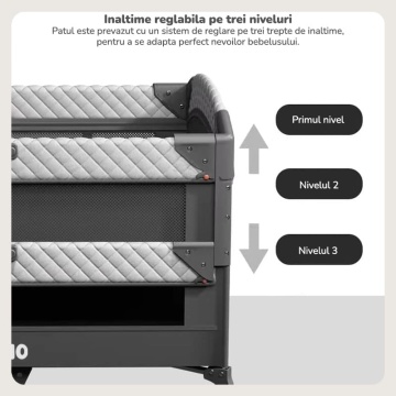 Resigilat - Patut Bebelusi Mavio®, Model NovaLux, Pliabil, 2 Etaje, Masa Infasat, Carusel Jucarii, Fermoar Laterial, Geanta, Greutate Maxima 15 kg, Saltea Inclusa - Img 3