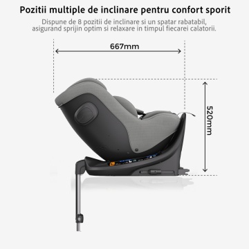 Resigilat - Scaun Auto Bebelusi Mavio®, Model Shield, Picior Fixare, 40-105 cm, Rotire 360 Grade, Unghi Reglabil, ISOFIX, Copii 0 luni - 4 ani, Spatar Rabatabil, Omologat i-Size R129, Protectie Impact Lateral, Centura de Siguranta 5 Puncte - Img 4