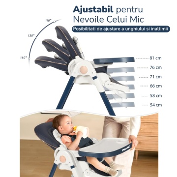 Resigilat - Scaun de Masa 3 in 1 Mavio® Ascend, Inaltime Ajustabila, Roti Detasabile, Varsta 6-36 luni, Greutate Maxima 30kg, Inclinare, Albastru - Img 3