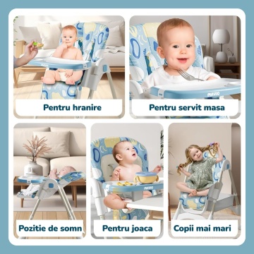 Resigilat - Scaun de Masa 3 in 1 pentru Bebelusi si Copii Mavio®, Model OMNY, 6-36 luni, Inaltime Reglabila, Greutate Maxima 25kg, Albastru - Img 6
