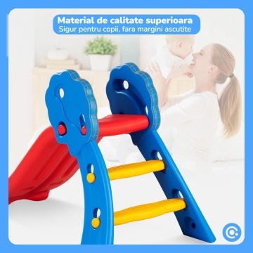Resigilat - Tobogan Copii Mavio® cu Cos Baschet, 2–5 Ani, Panta Alunecare 98 cm, Structura HDPE Durabila, Stabil si Sigur, Design Ergonomic, Interior/Exterior, Dimensiuni 107x60x72 cm - Img 5