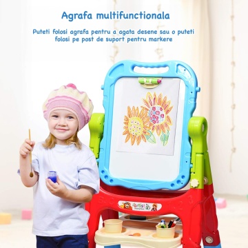Tabla Magnetica Educativa pentru Copii Mavio®, cu Doua Fete Scris si Desenat, Creta, Magneti, Markere si Burete Incluse, Inaltime 66 cm - Img 8