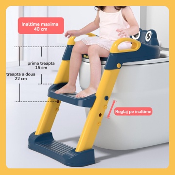 Reductor WC cu Scara Mavio®, pentru Copii cu Varsta pana la 7 Ani, Reglabil pe Inaltime, Albastru/Galben - Img 4