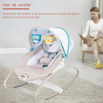 Resigilat - Balansoar Electric Mavio®, 8 Cantece de Leagan, Baldachin Retractabil, Functie Temporizator, Centura de Siguranta - Img 2