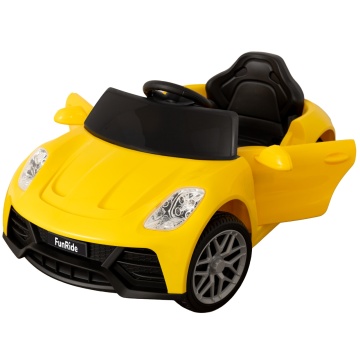 Resigilat - Masinuta Electrica Mavio®, Model FunRide, Copii 3 - 8 Ani, Telecomanda, Viteza 5km/h, Doua Motoare, Faruri, Cauciucuri EVA, Oglinzi, Galben - Img 2