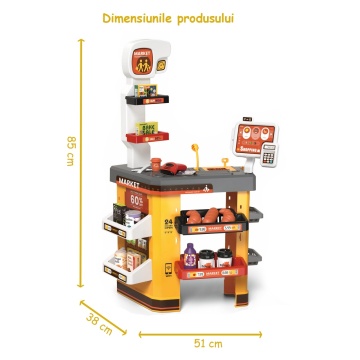 Resigilat - Set de Cumparaturi Tip Supermarket Mavio® pentru Copii, 52 de Accesorii, Lumini si Sunete, Inaltime 85 cm - Img 6