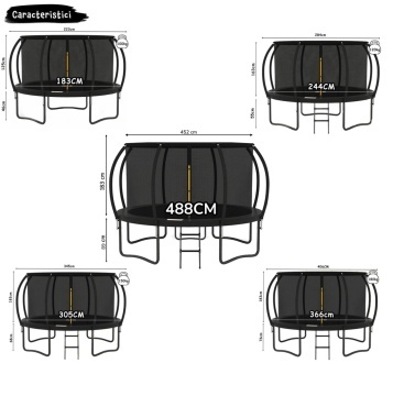 Resigilat - Trambulina pentru Copii Mavio®, Diametru 488 cm, Plasa Protectie, Exterior si Gradina, Protectie UV, Scara de Acces Inclusa, 100 de Arcuri de Sustinere din Otel Galvanizat, Certificat de Siguranta - Img 5