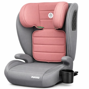 Scaun Auto Copii Mavio®, Model Venture, ISOFIX, 100 – 150 cm, Copii 4 – 12 ani, Tetiera Reglabila, Protectie Impact Lateral, Montaj Centura 3 Puncte, Suport Pahar Integrat, Cadru PP, Omologat i-Size R129, Gri/Roz