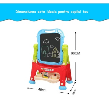 Tabla Magnetica Educativa pentru Copii Mavio®, cu Doua Fete Scris si Desenat, Creta, Magneti, Markere si Burete Incluse, Inaltime 66 cm - Img 9