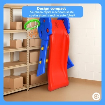 Tobogan Copii Mavio® cu Cos Baschet, 2–5 Ani, Panta Alunecare 98 cm, Structura HDPE Durabila, Stabil si Sigur, Design Ergonomic, Interior/Exterior, Dimensiuni 107x60x72 cm - Img 3