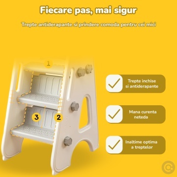 Tobogan Copii Mavio® cu Cos Baschet, 3–6 Ani, Panta Alunecare 165 cm, Structura HDPE Durabila, Pliabil, Stabil si Sigur, Design Ergonomic, Interior/Exterior, Dimensiuni 175x47x77 cm, Galben - Img 4