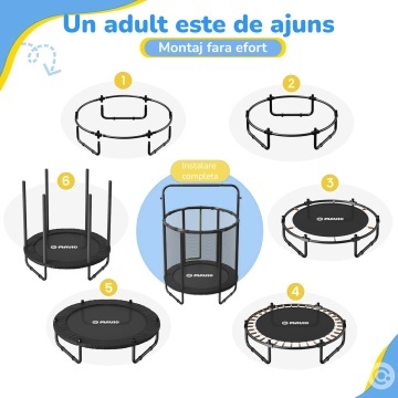 Trambulina pentru Copii Mavio®, 140 cm, Interior/Exterior, cu Bara de Sustinere, Cos si Minge de Baschet Incluse, Plasa de Protectie Interioara, Cadru din Otel Galvanizat, Design Anti-Cadere, Capacitate 45 kg, Sigura si Stabila - Img 5