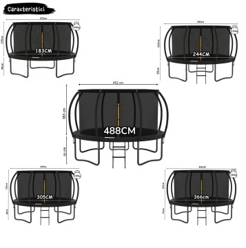 Trambulina pentru Copii Mavio®, Diametru 488 cm, Plasa Protectie, Exterior si Gradina, Protectie UV, Scara de Acces Inclusa, 100 de Arcuri de Sustinere din Otel Galvanizat, Certificat de Siguranta - Img 5