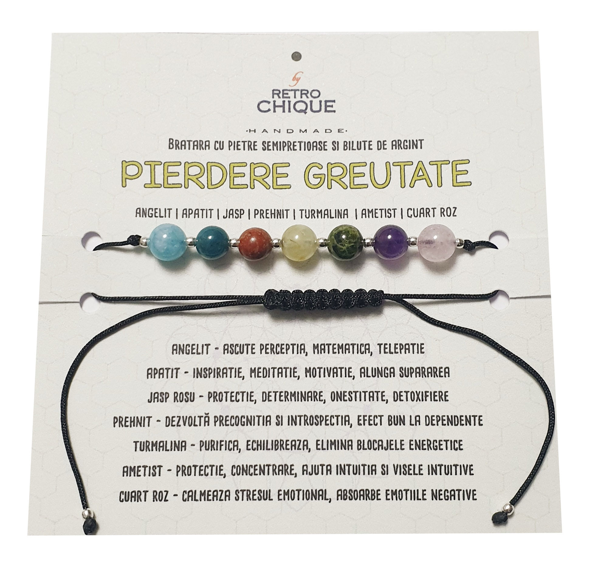 Bratari cristaloterapie cu bilute de argint 925
