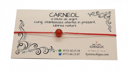 Bratara o piatra carneol si bilute de argint