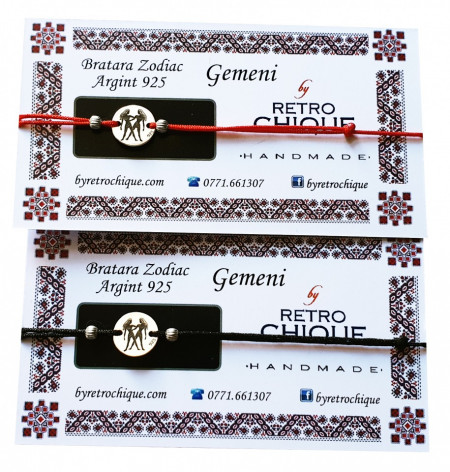 Bratara argint gravata zodia gemeni