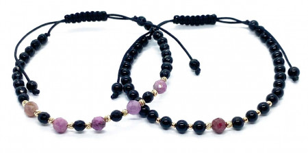 Set doua bratari cu bilute de aur 14k rubine si onix fatetat