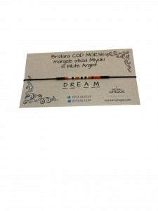 Bratara cod morse "Dream" cu bilute de argint