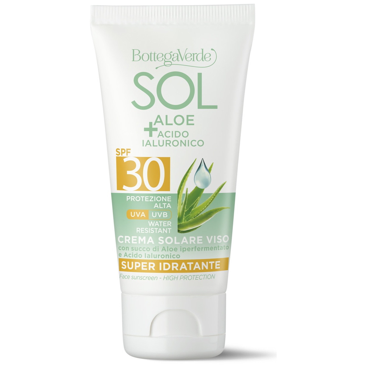 Crema de fata hidratanta cu aloe vera si acid hialuronic, SPF 30 - Sol Aloe,  50 ML