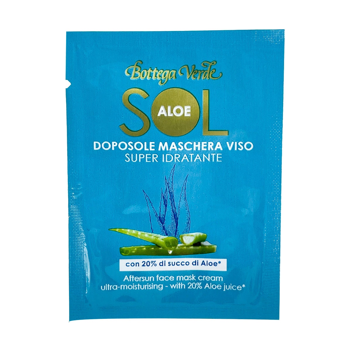 Mostra masca de fata, dupa plaja, cu 20% extract de Aloe Vera - Sol Aloe,  1.5 ML