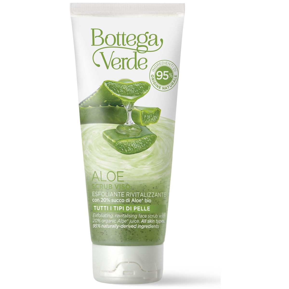 Scrub pentru fata, pentru toate tipurile de ten, cu 20% suc organic de Aloe  - Aloe, 75 ML