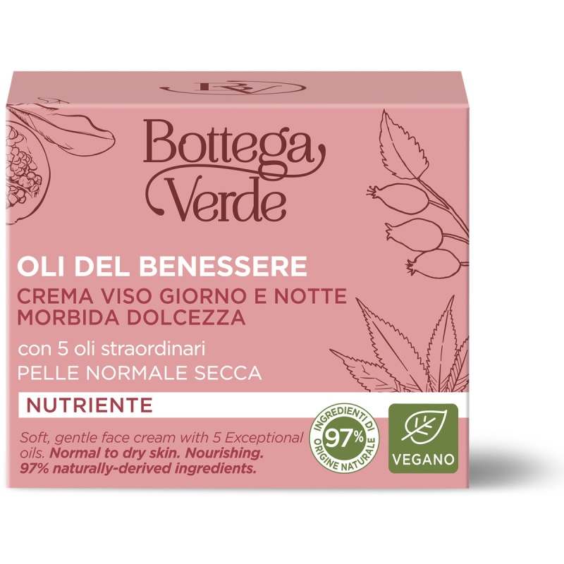 Crema de fata de zi si de noapte, pentru tenul normal si uscat, cu 5 uleiuri exceptionale - Oli del benessere, 50 ML