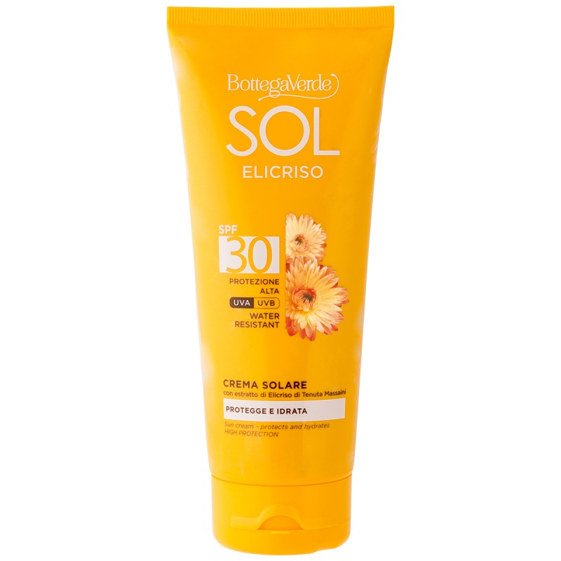 Crema protectie solara, rezistent la apa, cu extract de helycrysum de la Domeniul Massaini SPF 30 - Sol Elicriso, 200 ML