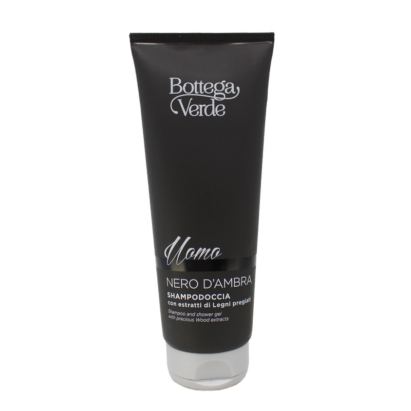 Sampon si gel de dus 2 in 1, hidratant, cu extract de lemn pretios - Nero d'Ambra, 200 ML