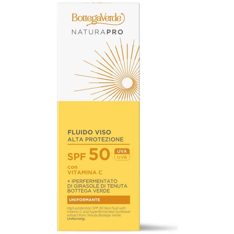Crema pentru fata, pentru toate tipurile de ten, SPF 50, cu Vitamina C si extract hiperfermentat de floarea soarelui - Natura Pro, 25 ML