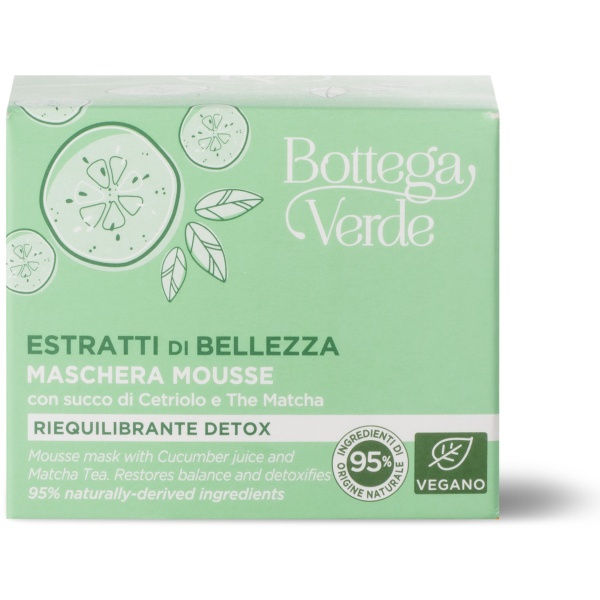 Masca mousse detoxifianta, cu extract de suc de castraveti si matcha - Estratti di Bellezza, 50 ML - Img 1