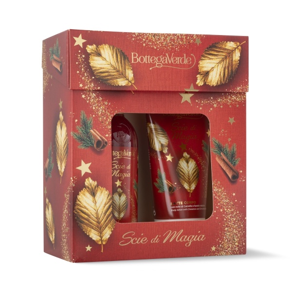 Set cadou Craciun, curatare si hidratare corp, cu aroma de scortisoara si vanilie - Scie di Magia, 150 ML, 250 ML - Img 1