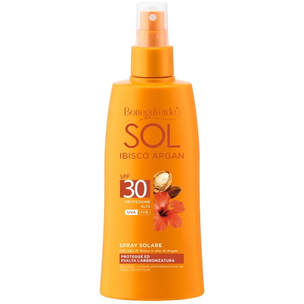 Spray protectie solara cu ulei de Hibiscus si cu ulei de Argan, SPF 30 - Sol Ibisco Argan, 200 ML