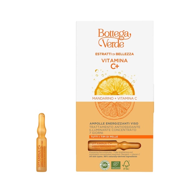 Tratament antioxidant si iluminator concentrat pentru toate tipurile de ten -Mandarina + Vitamina C - Estratti di Bellezza, 7x2 ML